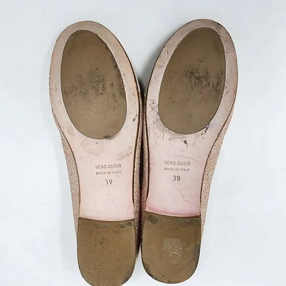 Quis Quis by Stefano Cavalleri Ballet Flats Girls EU39/US7 Cream &amp; Pink Glitter