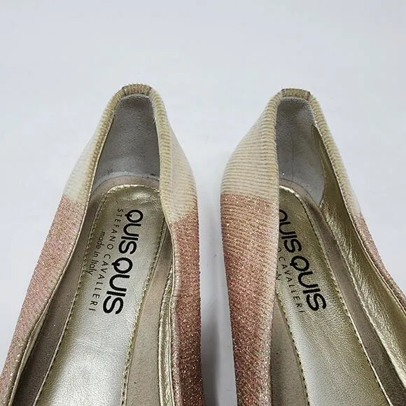 Quis Quis by Stefano Cavalleri Ballet Flats Girls EU39/US7 Cream &amp; Pink Glitter