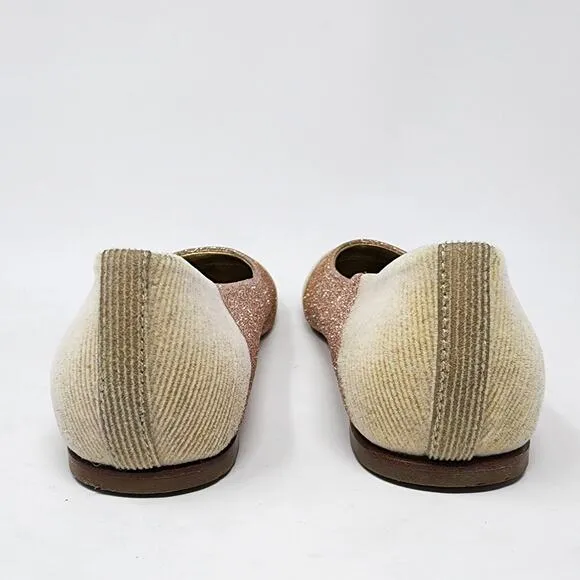 Quis Quis by Stefano Cavalleri Ballet Flats Girls EU39/US7 Cream &amp; Pink Glitter