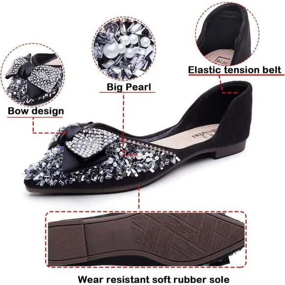 Qxcgdyxt Flat Shoes Women Black Polyurethane (PU)  Ballet Flat Shoe Low Heel