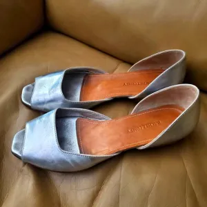 Rachel Comey iridescent Metallic Peep Toe Flats 7.5 Used