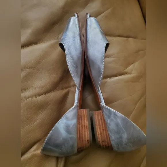 Rachel Comey iridescent Metallic Peep Toe Flats 7.5 Used