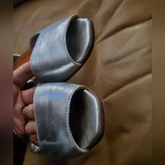 Rachel Comey iridescent Metallic Peep Toe Flats 7.5 Used
