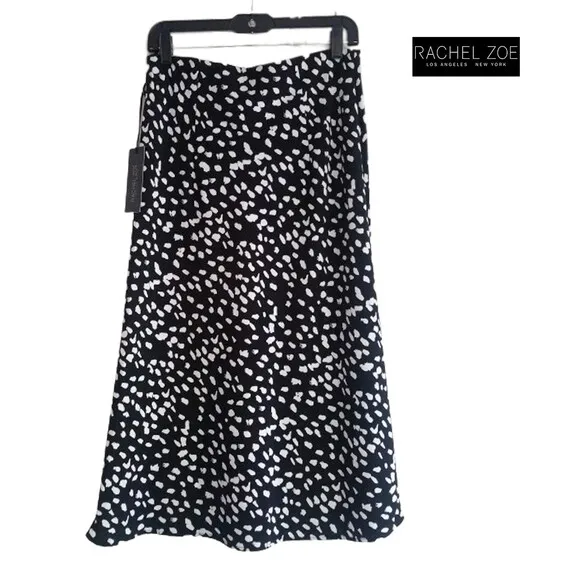 RACHEL ZOE NEW Spotted A-Line Midi Skirt M/10