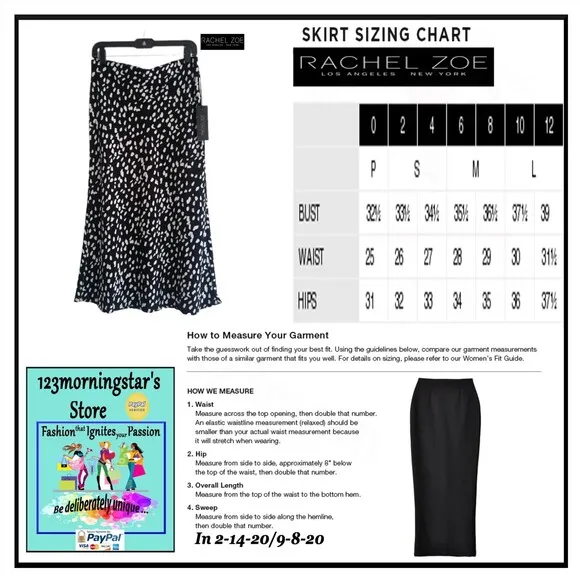 RACHEL ZOE NEW Spotted A-Line Midi Skirt M/10