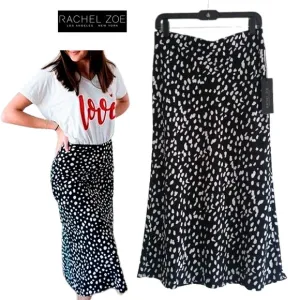 RACHEL ZOE NEW Spotted A-Line Midi Skirt M/10