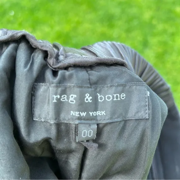 Rag &amp; Bone Black Leather Shorts with Pockets | Size 00