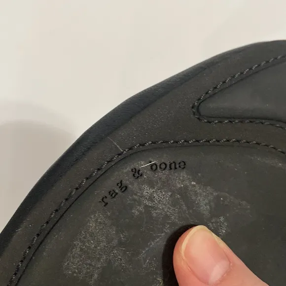 Rag &amp; Bone Ellory black sheepskin crossover square toe memory foam flats EU 38