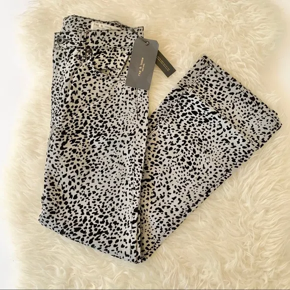 rag &amp; bone Hana Grey Leopard High-Rise Ankle 24