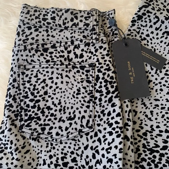 rag &amp; bone Hana Grey Leopard High-Rise Ankle 24