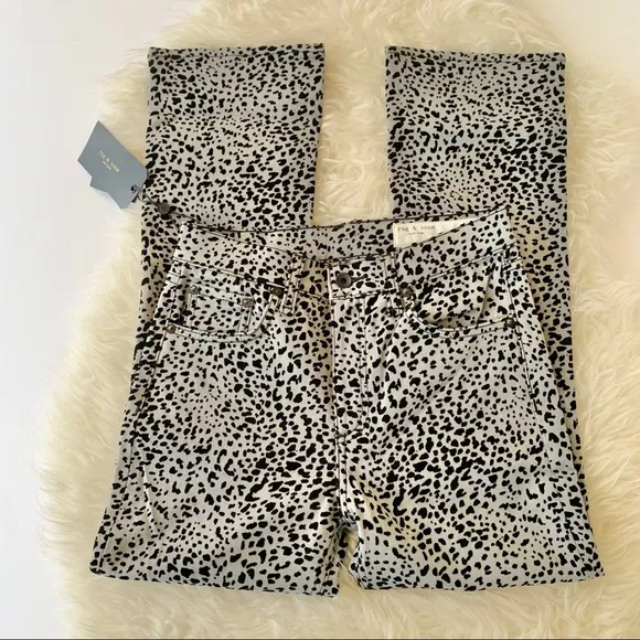 rag &amp; bone Hana Grey Leopard High-Rise Ankle 24