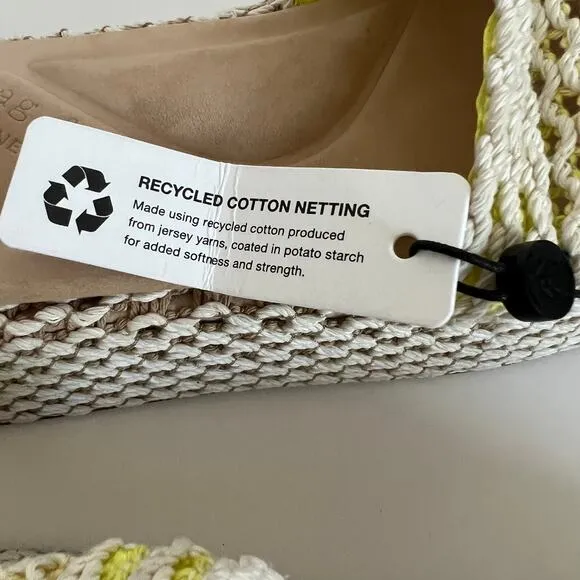 rag &amp; bone Logan Chalk Yellow Crochet Platform Slide On Sandals Size 40 EU