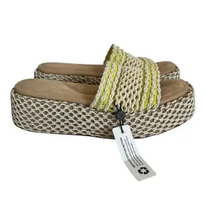 rag &amp; bone Logan Chalk Yellow Crochet Platform Slide On Sandals Size 40 EU
