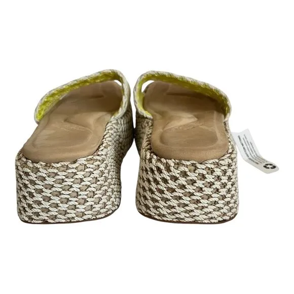 rag &amp; bone Logan Chalk Yellow Crochet Platform Slide On Sandals Size 40 EU