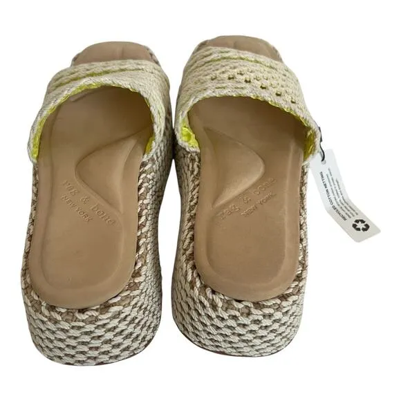 rag &amp; bone Logan Chalk Yellow Crochet Platform Slide On Sandals Size 40 EU