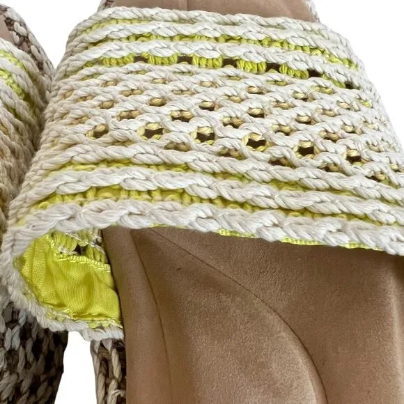 rag &amp; bone Logan Chalk Yellow Crochet Platform Slide On Sandals Size 40 EU