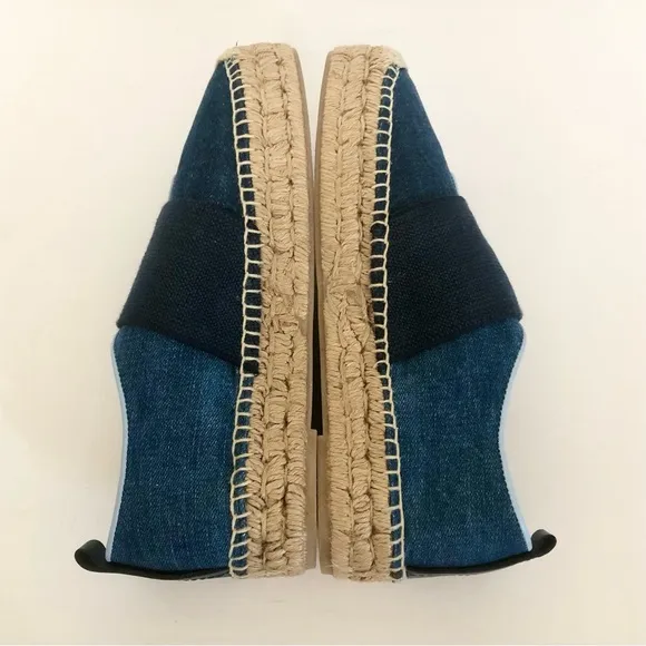 Rag &amp; Bone Nina Blue Denim Platform Espadrille Flats NIB Size 8.5