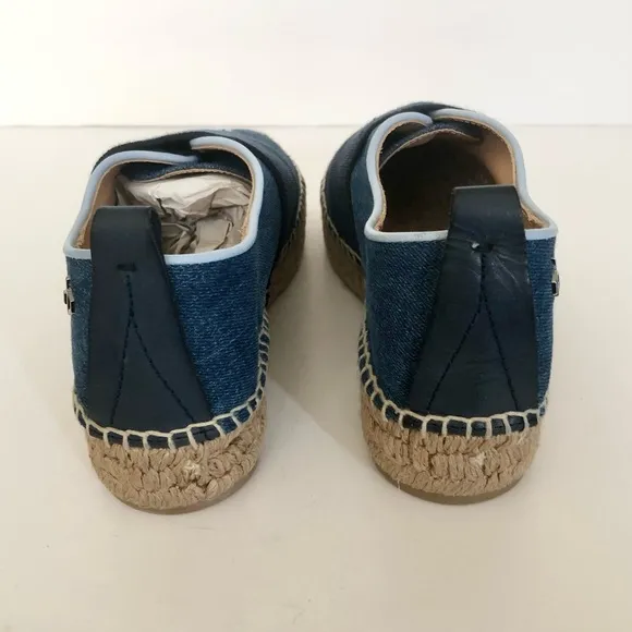 Rag &amp; Bone Nina Blue Denim Platform Espadrille Flats NIB Size 8.5