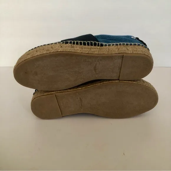 Rag &amp; Bone Nina Blue Denim Platform Espadrille Flats NIB Size 8.5
