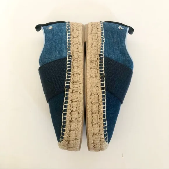 Rag &amp; Bone Nina Blue Denim Platform Espadrille Flats NIB Size 8.5