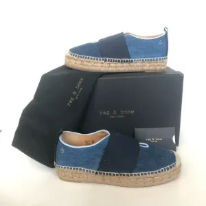 Rag &amp; Bone Nina Blue Denim Platform Espadrille Flats NIB Size 8.5