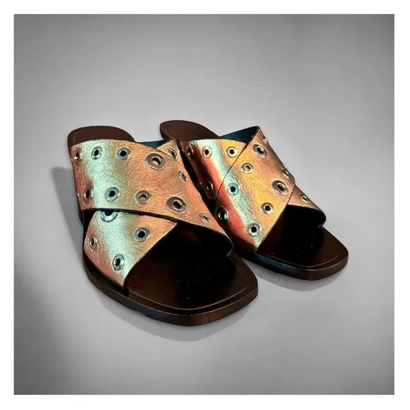 Rag &amp; Bone Paige Sandals in Gold Grommet