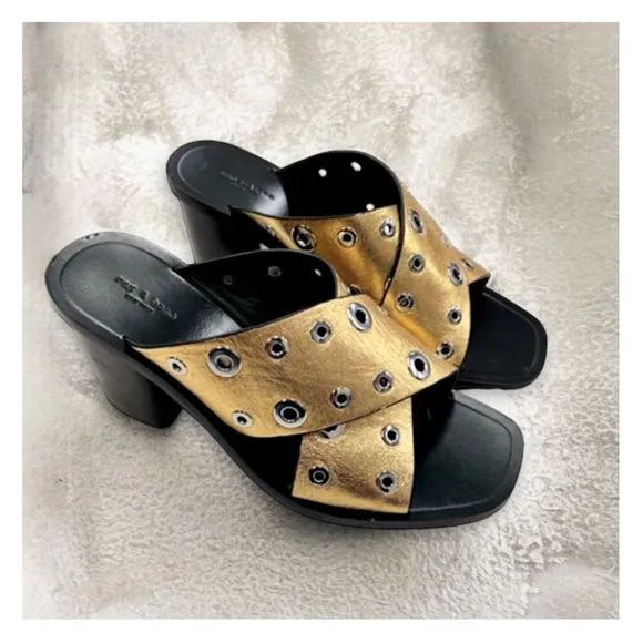 Rag &amp; Bone Paige Sandals in Gold Grommet
