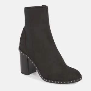 Rag &amp; Bone Romi Waxy Black Leather Chelsea Silver Studded Ankle Boots Size 8