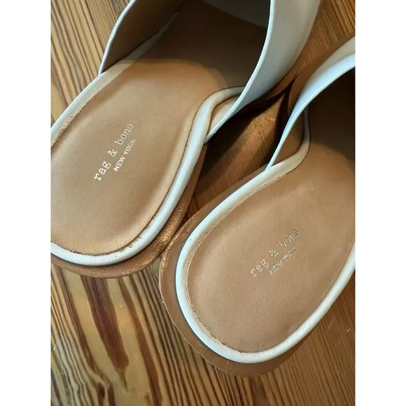 Rag &amp; Bone Santiago Wedge Sandal Sz 38 (US 8) White Leather NWOB Spring Summer