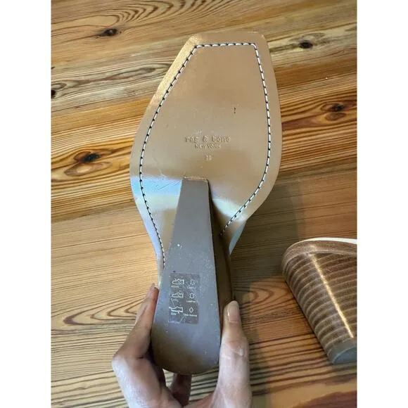 Rag &amp; Bone Santiago Wedge Sandal Sz 38 (US 8) White Leather NWOB Spring Summer