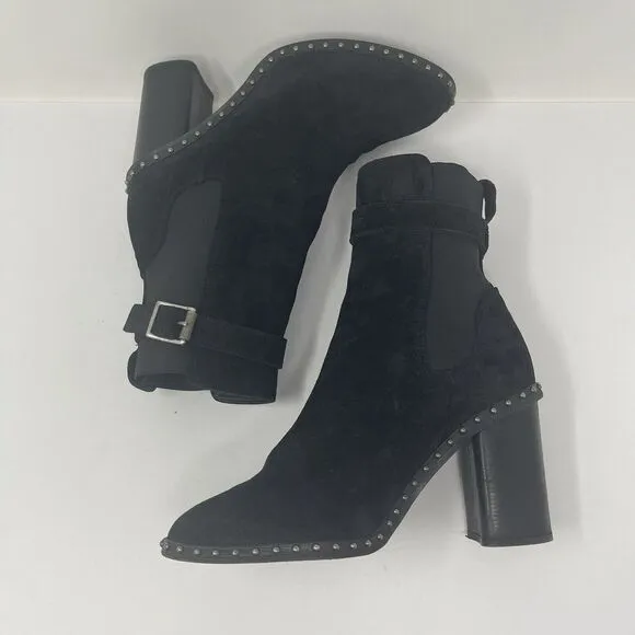 Rag And Bone Boots Womens 7.5 37.5 Romi Black Suede Studded Chelsea Ankle‎ Strap