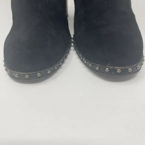 Rag And Bone Boots Womens 7.5 37.5 Romi Black Suede Studded Chelsea Ankle‎ Strap