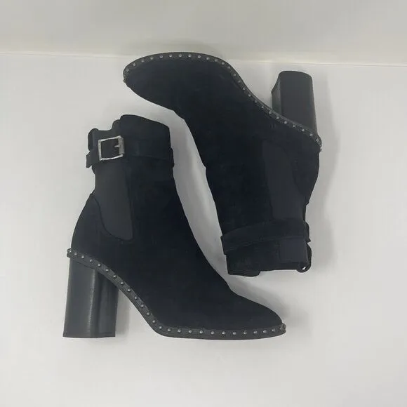 Rag And Bone Boots Womens 7.5 37.5 Romi Black Suede Studded Chelsea Ankle‎ Strap