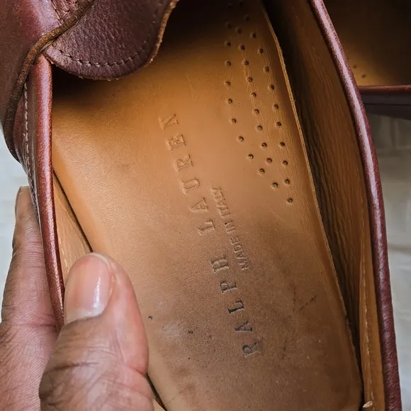 Ralph Lauren Men's Brown Leather Loafers Driving Driver Mocassin