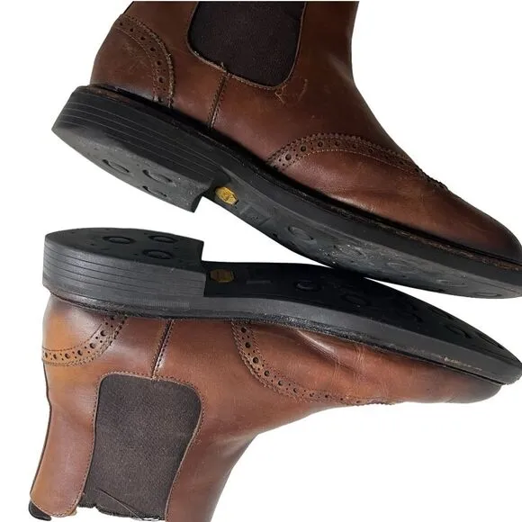 RALPH LAUREN Polo Asher Chelsea Boots Wing Tip Stitched Brown Mens Size 7 D