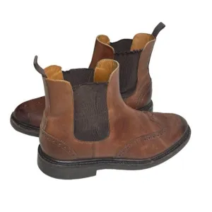 RALPH LAUREN Polo Asher Chelsea Boots Wing Tip Stitched Brown Mens Size 7 D