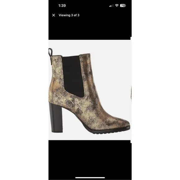 Ralph Lauren Women's Mylah Stretch Ankle Chelsea Boots - Gold Bronze - 10 NWB