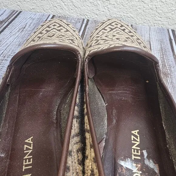 Ramon Tenza Slip-On Flats Size 7 woven tapestry Loafers tan and brown Casual