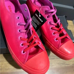 RARE Fuchsia &amp; Enamel Red Converse All Stars