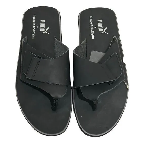 Rare Puma by Hussein Chalayan Black Leather Slip-On Strap Sandals US Size 8 NWT