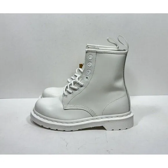 RARE Dr. Martens Mono Smooth 1460 Leather Combat Boots Women's Sz 7 White 14357