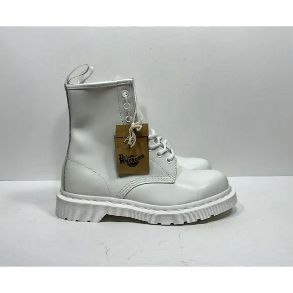 RARE Dr. Martens Mono Smooth 1460 Leather Combat Boots Women's Sz 7 White 14357