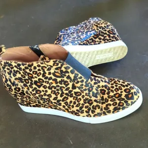 Real Fur Linea Paolo Felicia III Leopard Zip-Up Leather Platform Bootie Sneakers