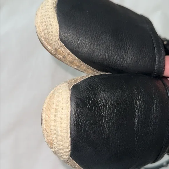 Rebecca Minkoff Gilles Black Leather Wrap‎ Studded Espadrille Flats