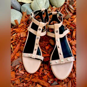 Rebecca minkoff nude studded ankle strap sandals 8M