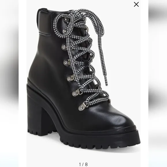 REBECCA MINKOFF Womens Black 1&quot; Platform Up Maihlo Leather Combat Boots 8 M