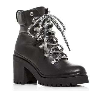 REBECCA MINKOFF Womens Black 1&quot; Platform Up Maihlo Leather Combat Boots 8 M