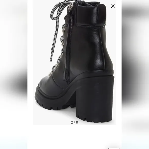 REBECCA MINKOFF Womens Black 1&quot; Platform Up Maihlo Leather Combat Boots 8 M