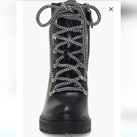 REBECCA MINKOFF Womens Black 1&quot; Platform Up Maihlo Leather Combat Boots 8 M