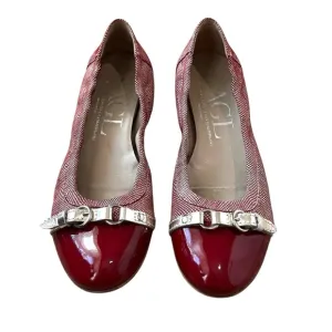 Red AGL Cap Toe Leather Ballet flats with Buckle9/9.5 40